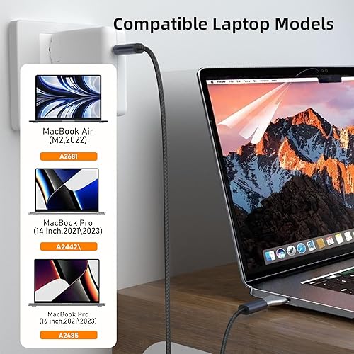 Miniatura 4 de kocomio Adaptador de carga USB C a Mag-Safe 3 de 140 W magnético compatible con MacBook Pro 2023 (M2, 1416 pulgadas), MacBook Air 2022 (M2), MacBook