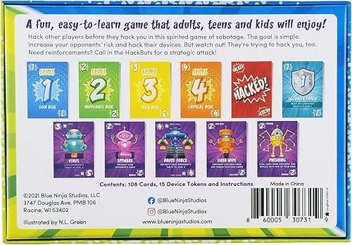 Miniatura 4 de Blue Ninja Studios HackBots Juego de cartas de estrategia de sabotaje, galardonado juego familiar para niños, preadolescentes, adolescentes y