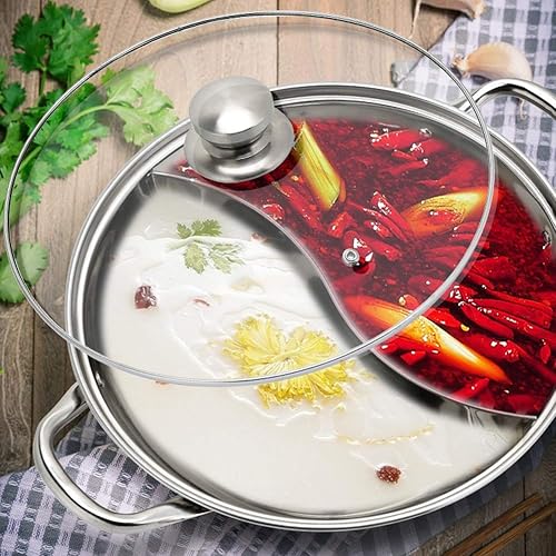 Miniatura 4 de Olla caliente mongol Shabu Shabu de acero inoxidable con divisor+10 pares palillos 3 pinzas para alimentos+2 pares de cucharas colador