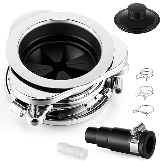 Saillong Garbage Disposal Flange, 3 Bolt Mount Stainless Steel Kitchen Sink Flange Kit with Dishwasher Drain Hose Adapter for 3 1/2 Inch Standard Sink Drain Hole, Compatible with InSinkErator Models