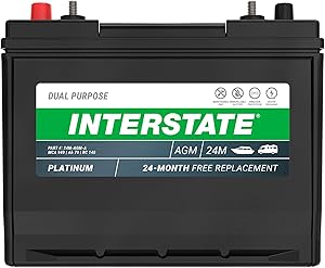 Interstate Batteries Marine/RV Battery 12V 70Ah 750CCA (24M-AGM) Dual Purpose Power Pure Lead AGM RV & Marine Starting Replacement Battery (Group Size 24) Boats, RV's