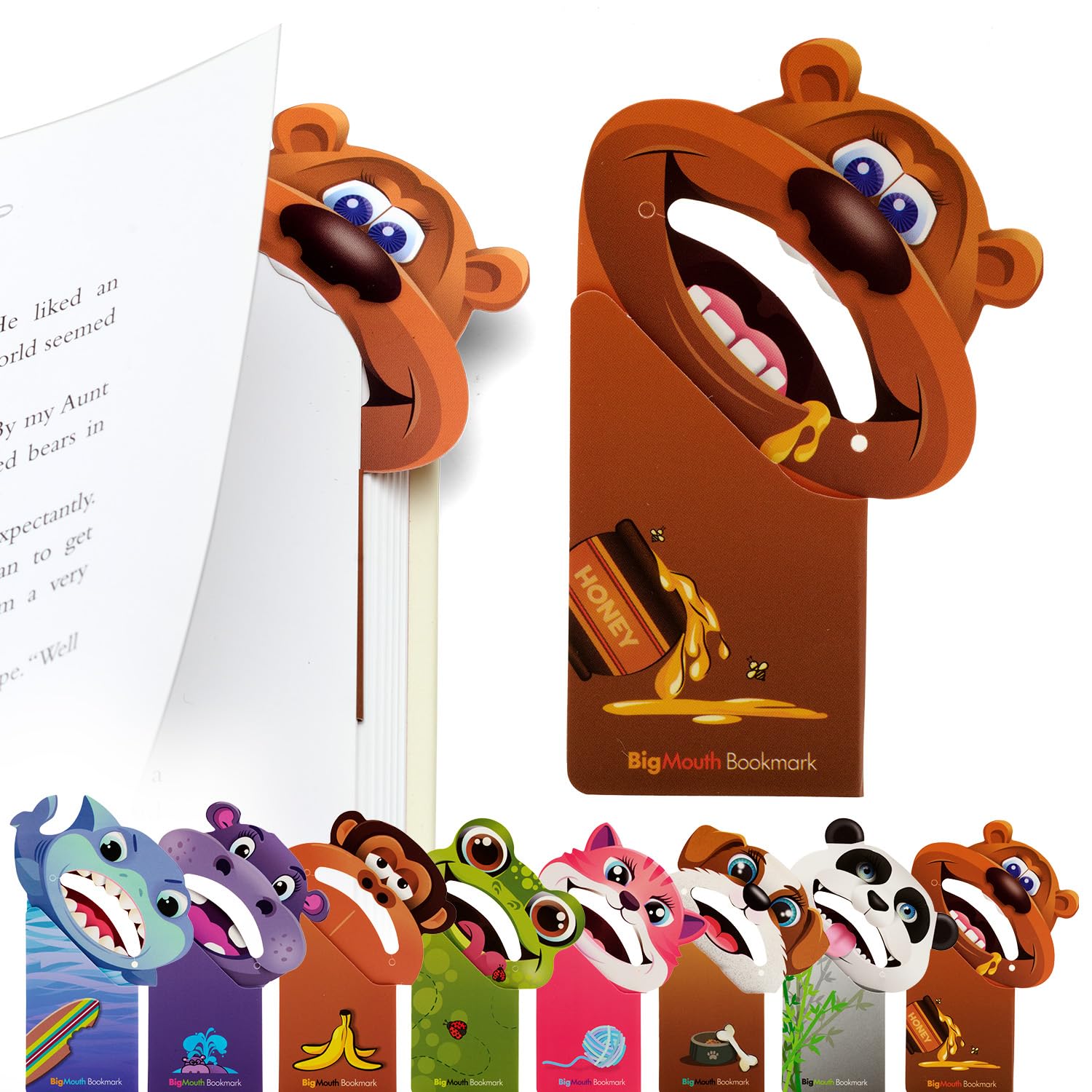 Gifts for Readers & Writers Magnetic Bookmark, BigMouth Corner Bookmark & Page Holder, Cute Stationery, Prevents Dog-Eared Pages & Encourages Reading, Brown Bear