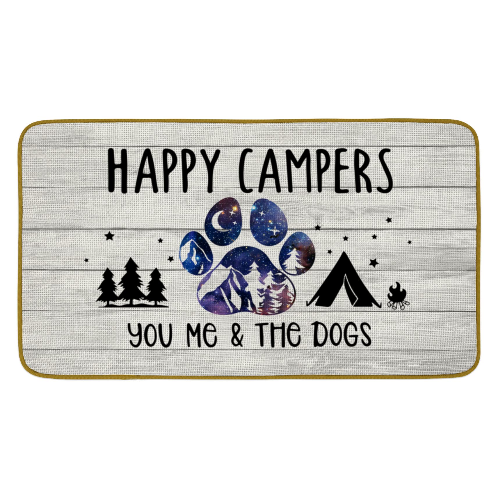 Burosev Happy Campers Decorative Doormat Camper The Dogs Floor Mat, Rustic You Me and The Dogs Paw Farmhouse Decor for Home Indoor Outdoor Front Porch