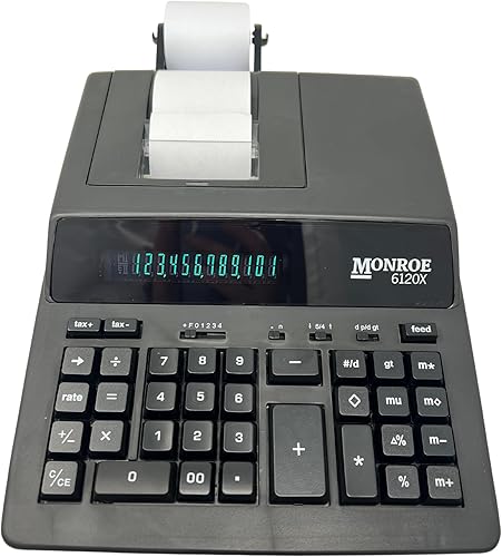 Monroe Systems for Business 6120X - Calculadora de trabajo mediano de 12 dígitos, color negro