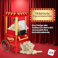 NK Retro Popcorn Maker 1200W Forró Levegős Olaj Nélküli Piros Vintage 2