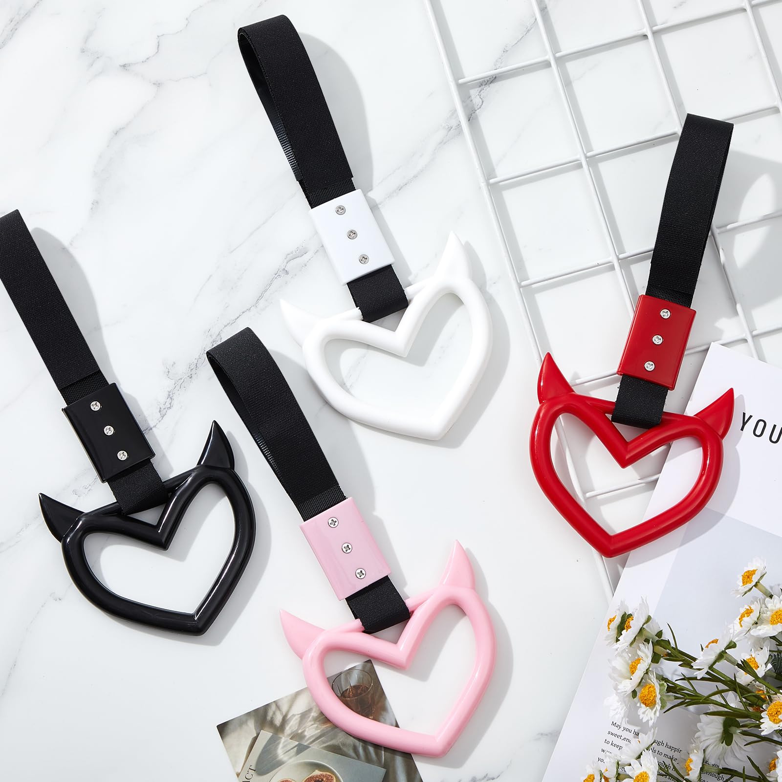 Amazon.com: Fabbay 4 Pieces Heart Handle Keychains Car Accessory