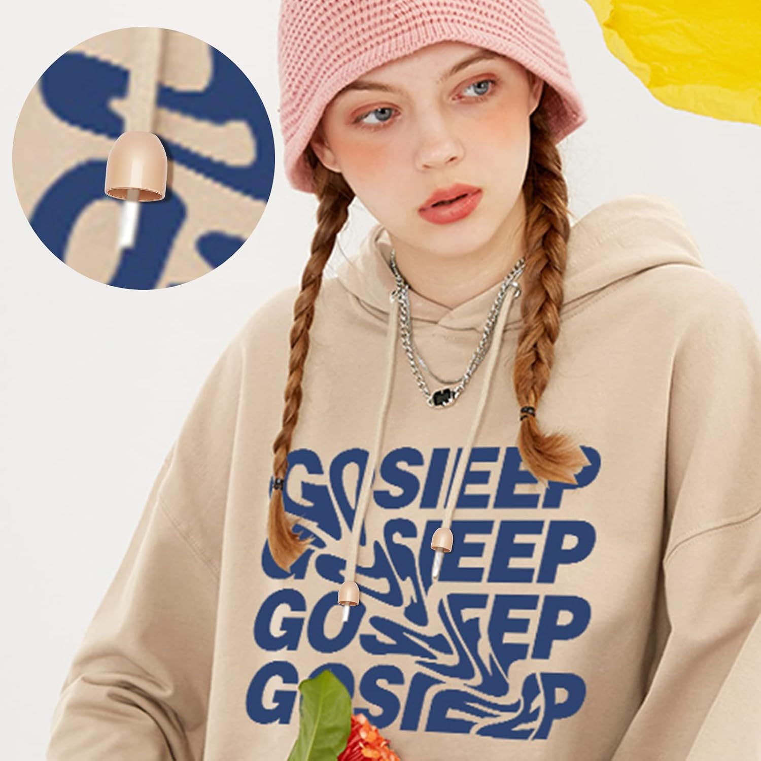 GLOBLELAND 64Pcs 8 Style Zinc Alloy Cord Ends Cone Cord Rope Lock Hoodie Jewelry Findings Cord End for Jewelry Making