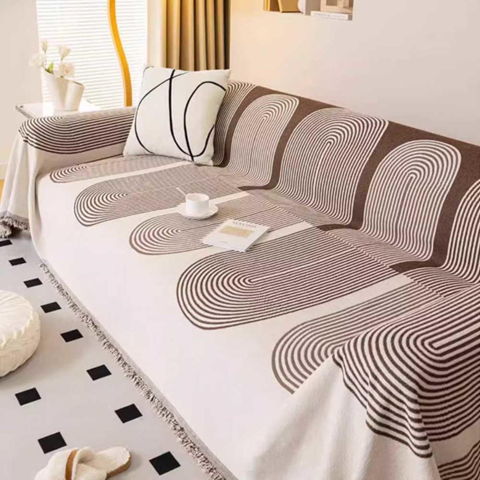 YWQJL Manta Cubre Sofa Cubre Sofa Fundas Sofas 3 Y 2 Plazas Protector Sofa Fundas para Elasticas Gatos Funda Sofa Ajustable Terciopelo Protector Sofa Mascotas,brown-180x400cm