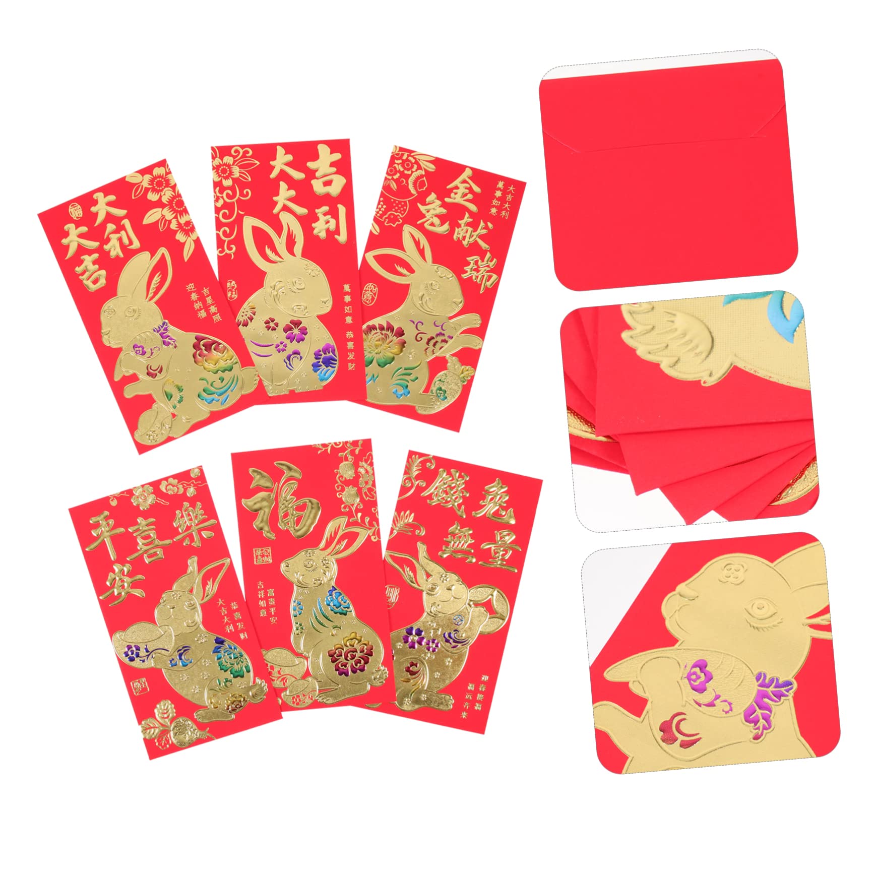Tofficu 240piezas Sobres Rojos Para Año Chino Sobres Creativos Diseño De Conejo Para Decoración Festiva y Tradicionales