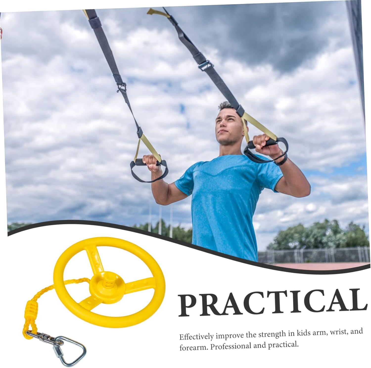 Climbing Sports Steering Wheel Gymnastic Ring Boys and Girls Exercise Swing Ring Sturdy Arm Muscle Training Equipment