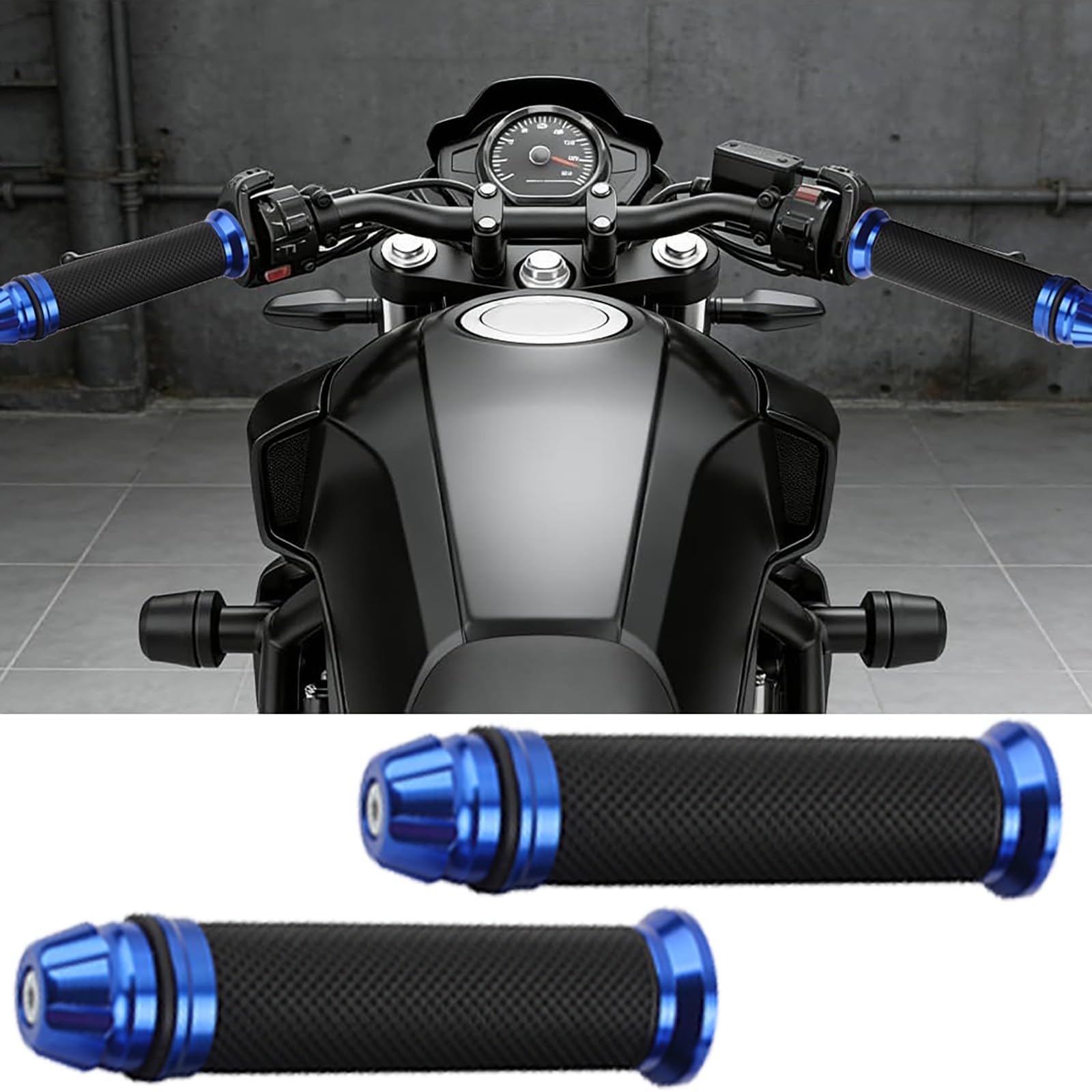 Poignées Africa Twin 22mm 7/8" revêtement caoutchouc bleu haute performance pour moto Honda