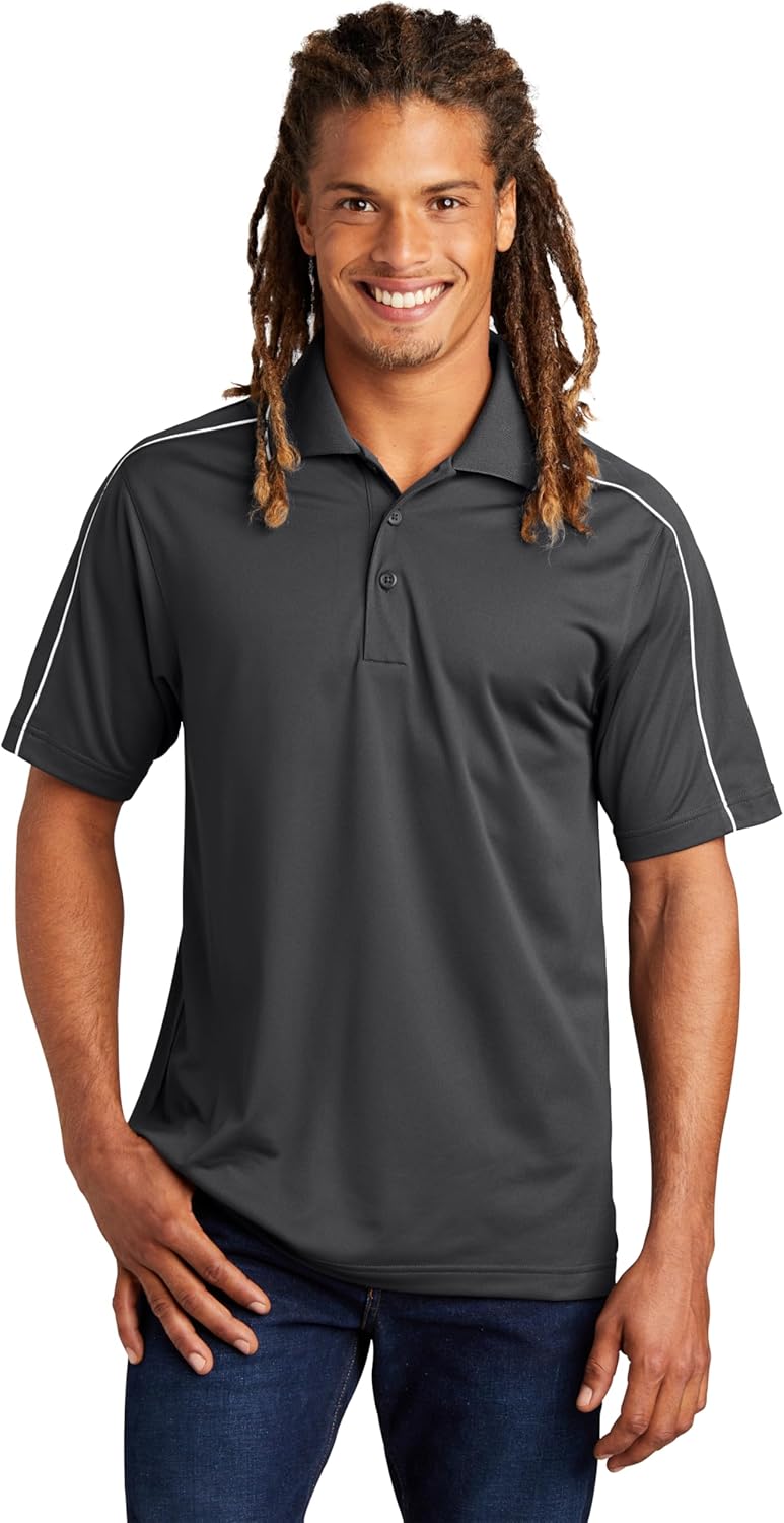 SPORT-TEK Unisex Micropique Sport-Wick Piped Polo | Short Sleeve Collared Shirt for Men & Women, Casual Fit Top