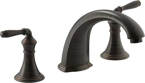 Miniatura 5 de KOHLER T398-4-CP Devonshire - Grifo de baño para montaje en cubierta, grifo de bañera de 3 agujeros y 2 manijas, boquilla no desviadora, cromo pulido