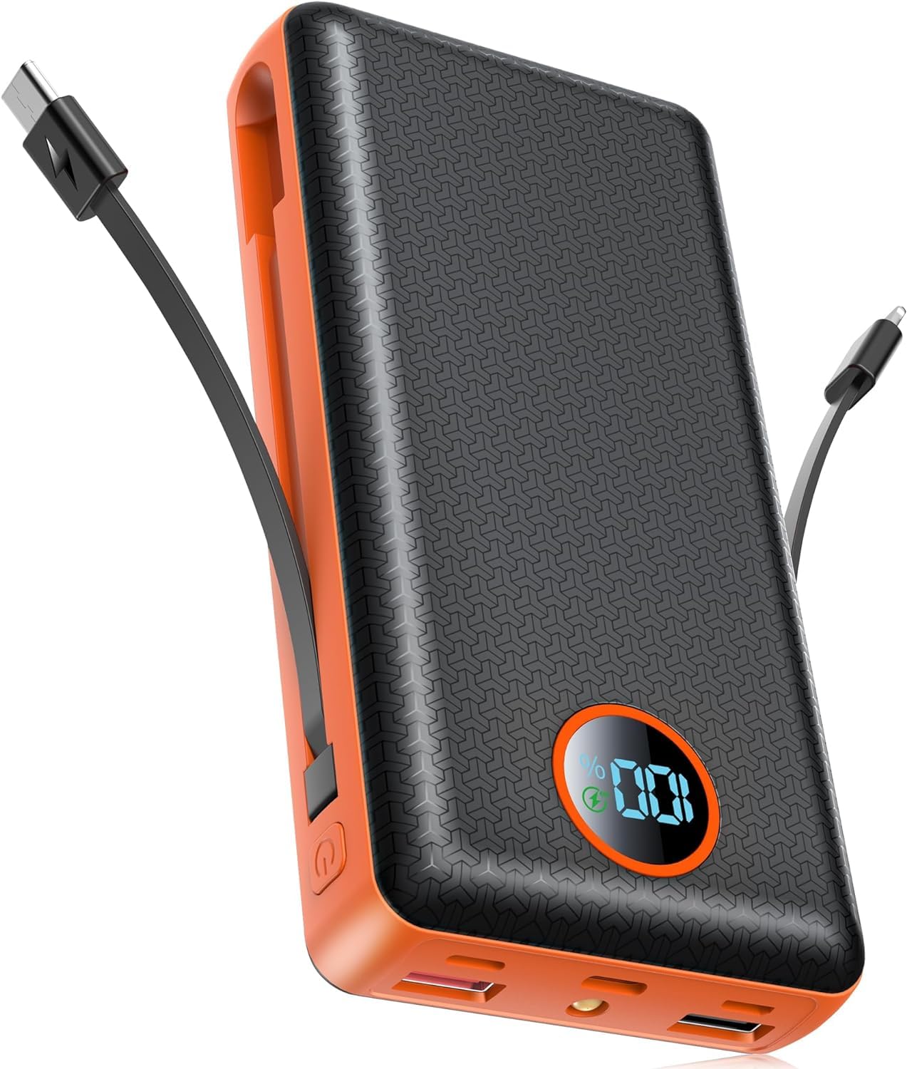 46800mAh Power Bank Battery Pack Large Portable Charger, PD20W Fast Charging USB-C In/Output, 5 Charging ports with Extra Bulit-in Cables for iPhone/Samsung/Android/Tablet, LED Digital Display