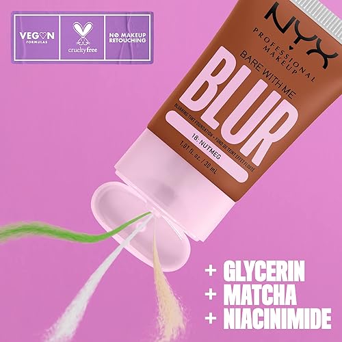 Vista 24 de NYX PROFESSIONAL MAKEUP Bare With Me Blur Skin Tint - Base de maquillaje con matcha, glicerina y niacinamida, marfil claro 03 marfil claro