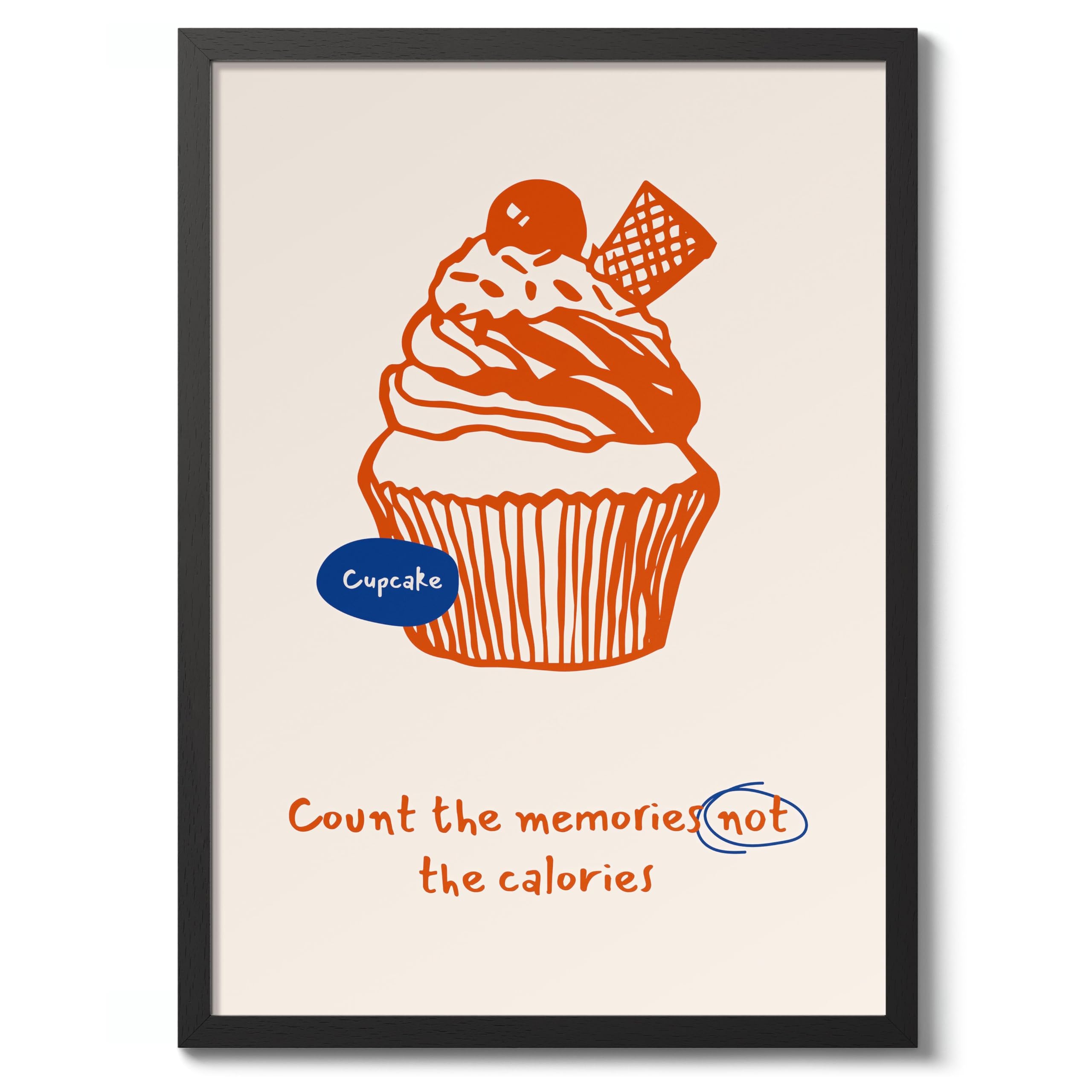 Count The Memories Kitchen Poster, Cooking Baking Quotes Prints, Kitchen Line Food Illustration Wall Art, Funny Humour Quotes Home Decor, Archival Matte, A1 (Black Frame) - 84.1x59.4cm โ image 1