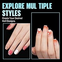 Vista 2 de TOMICCA Puntas de uñas de ataúd extra cortas, 240 piezas de uñas acrílicas de cobertura completa, 12 tamaños preformados, puntas de uñas postizas