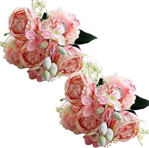 Miniatura 7 de ASTRYAS Flores artificiales, peonías de seda, peonías falsas de color rosa intenso, flores artificiales, arreglos de ramo de peonías, centros de
