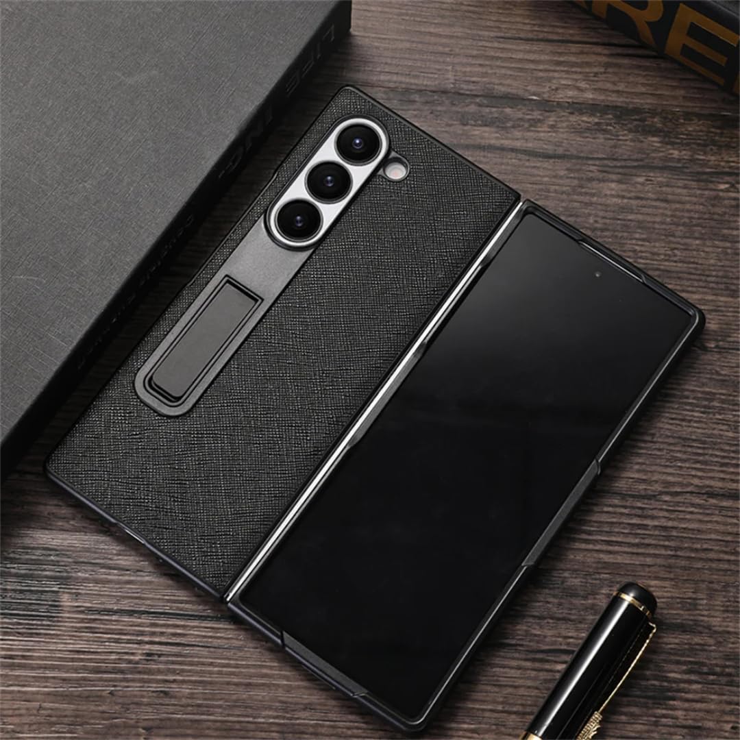 Coque Samsung Z Fold 5 en Cuir de Luxe avec Support Invisible - 8