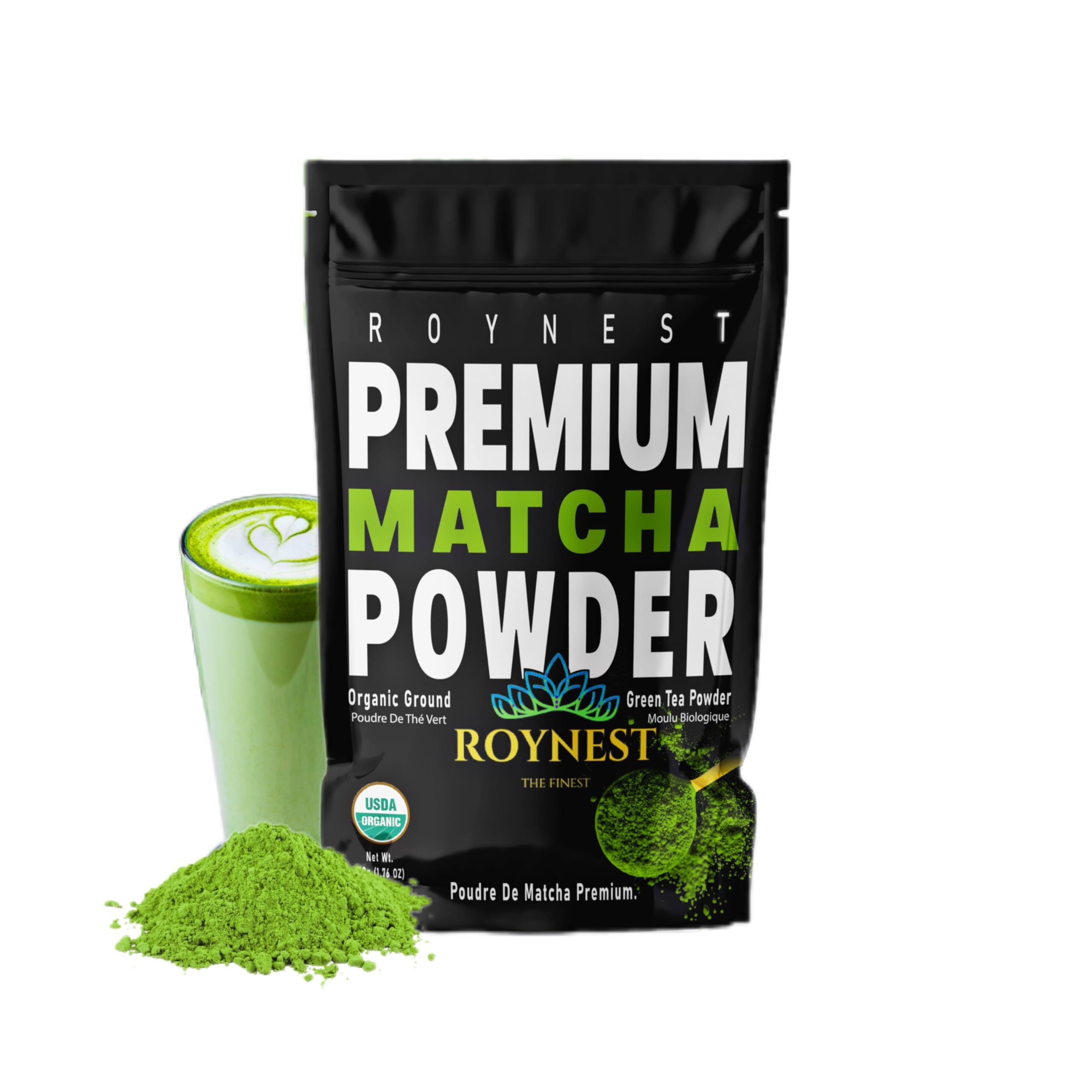 Roynest Premium Certified Organic Matcha Powder 100 Pure Matcha for Iced Lattes Smoothies Cold Drinks Baking - Clean