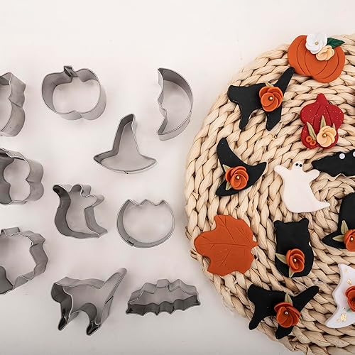 Miniatura 6 de Vanenmo Cortadores de arcilla polimérica de Halloween, cortadores de arcilla de invierno para joyas de arcilla polimérica, moldes de arcilla