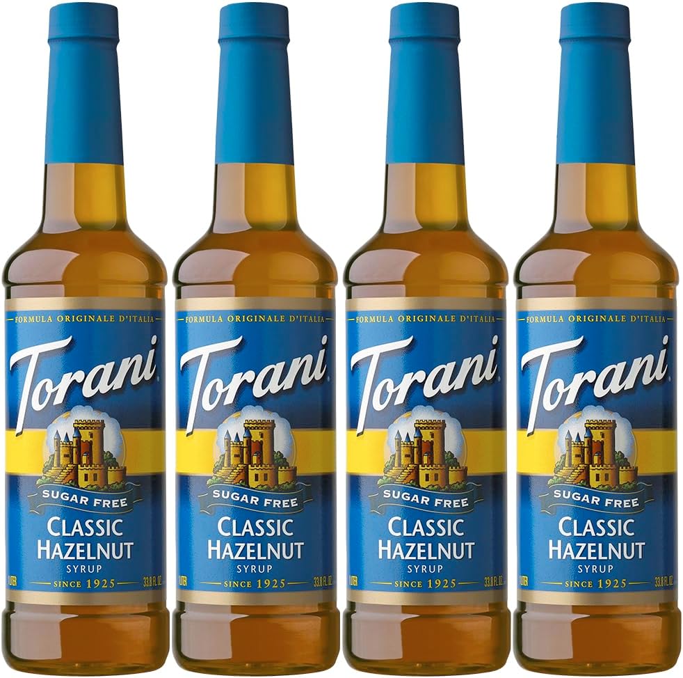 Torani Sugar Free Syrup, Classic Hazelnut, 25.4 Ounces (Pack of 4)