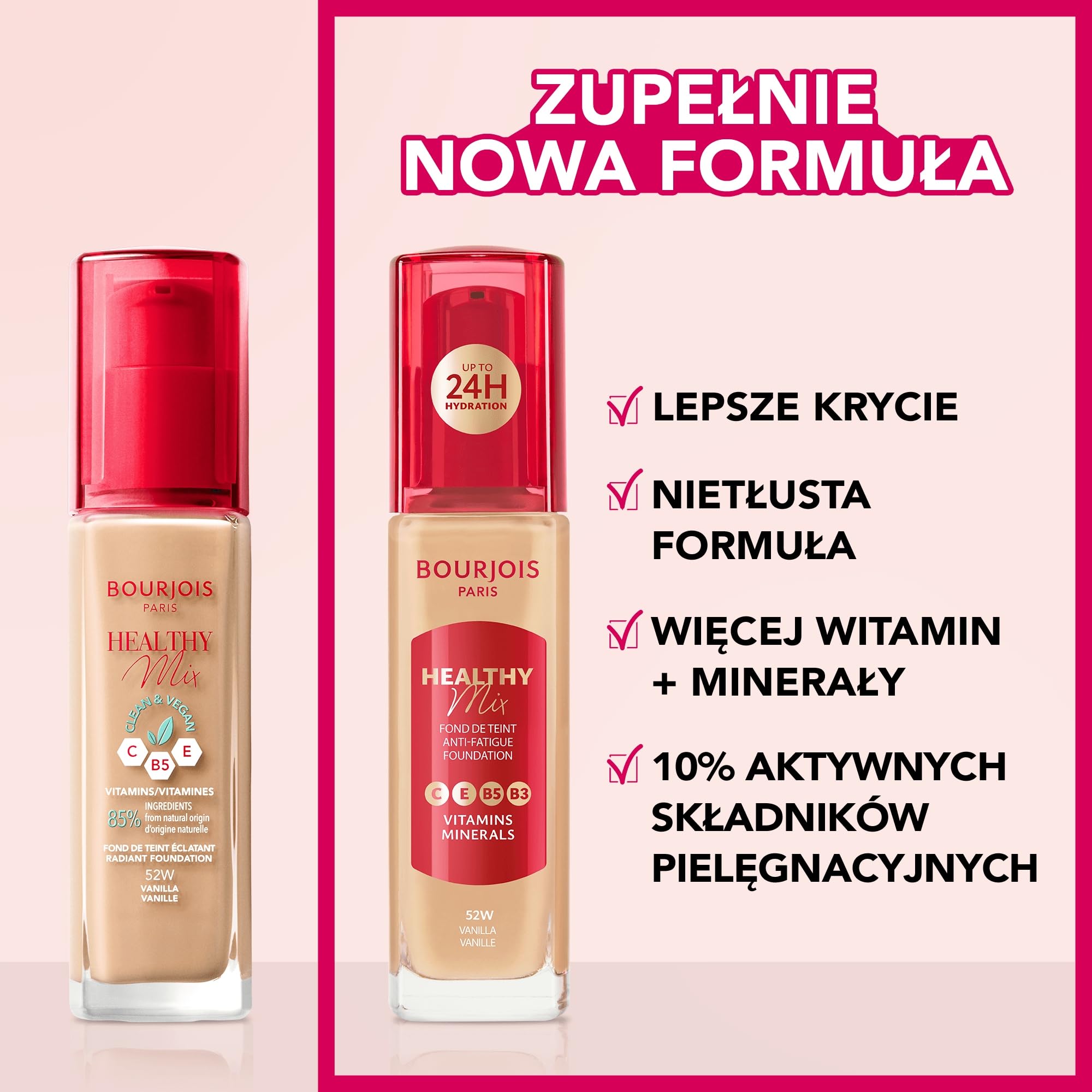 Bourjois Healthy Mix Podkład Niwelujący Oznaki Zmęczenia Z Kompleksem Witamin I Minerałów 51.2W Golden Vanilla, 30 Ml