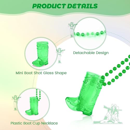 Miniatura 3 de 12 vasos de tiro de bota en collar de cuentas, 1 onza de plástico mini de plástico para botas de vaquera, collar de cristal para el equipo para