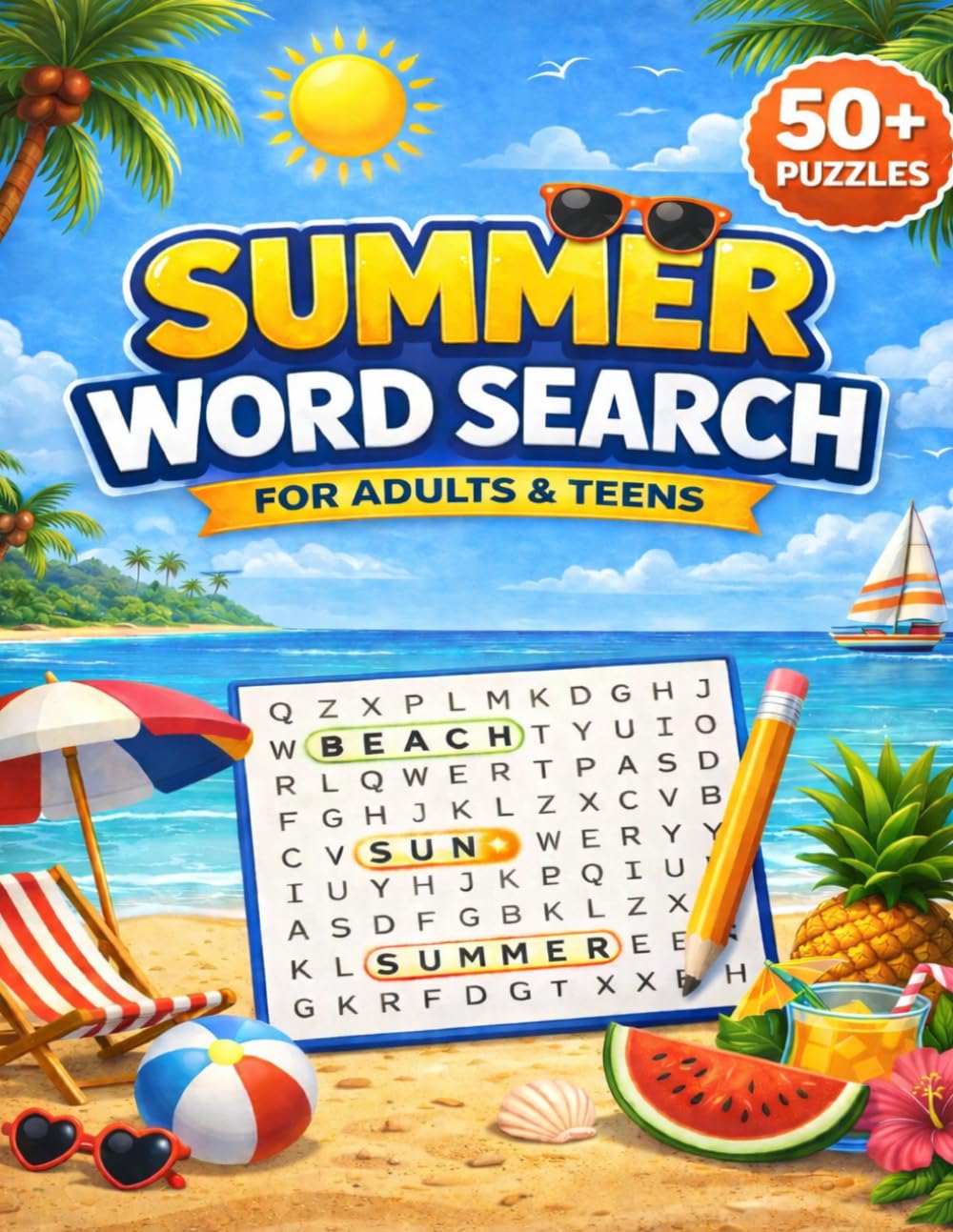 Summer Word Search: Relaxing Puzzle Book for Adults & Teens