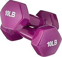 AmazonBasics 10 lb Vinyl Coated Hex Dumbbells - Durable Steel Core, Anti-Roll Design, Non-Slip Grip for Home Workouts