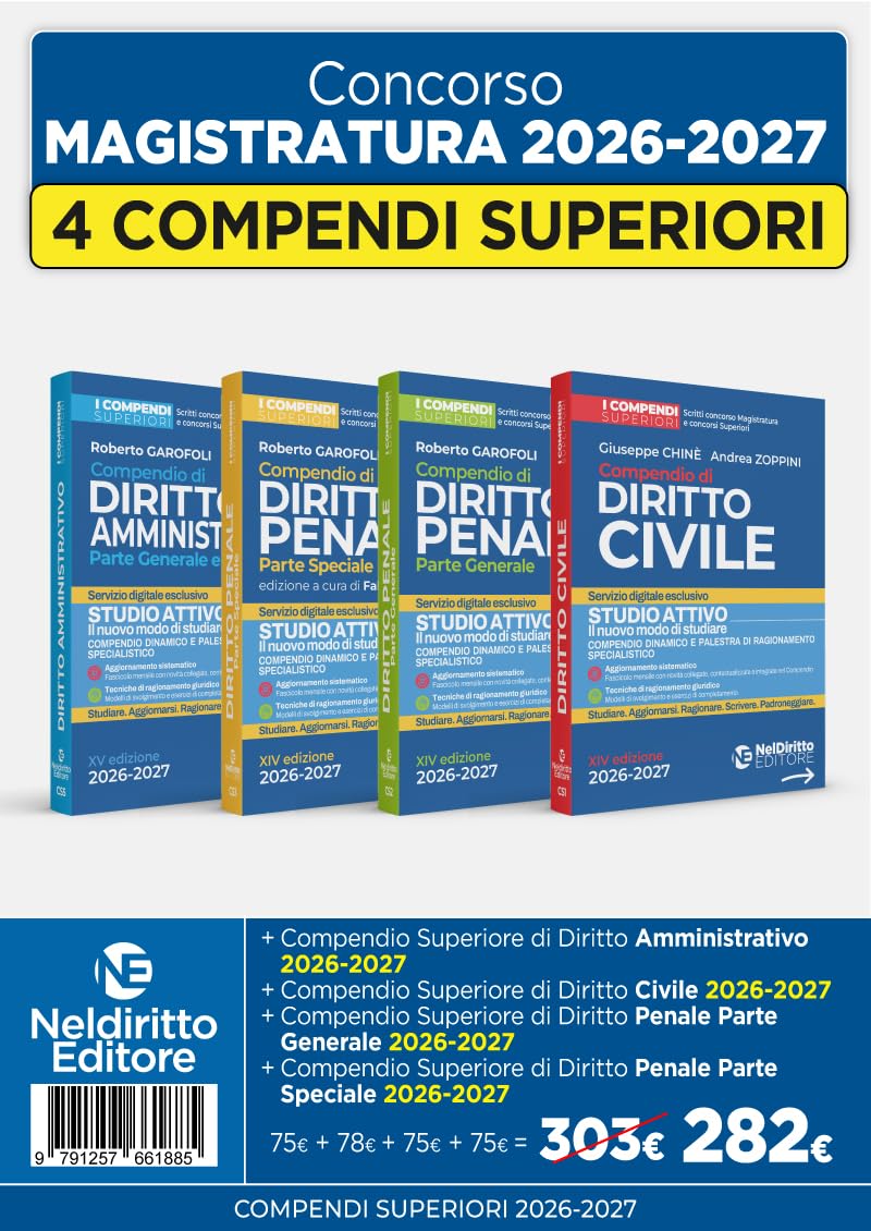 Kit 4 compendi superiori Civile, Penale e Amministrativo 2026-2027