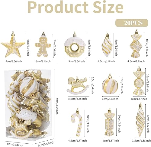 Miniatura 2 de LANGXUN 20 adornos navideños para colgar en el árbol de Navidad de 2024, decoración de árbol de Navidad, caballo de plástico, hombre de jengibre,