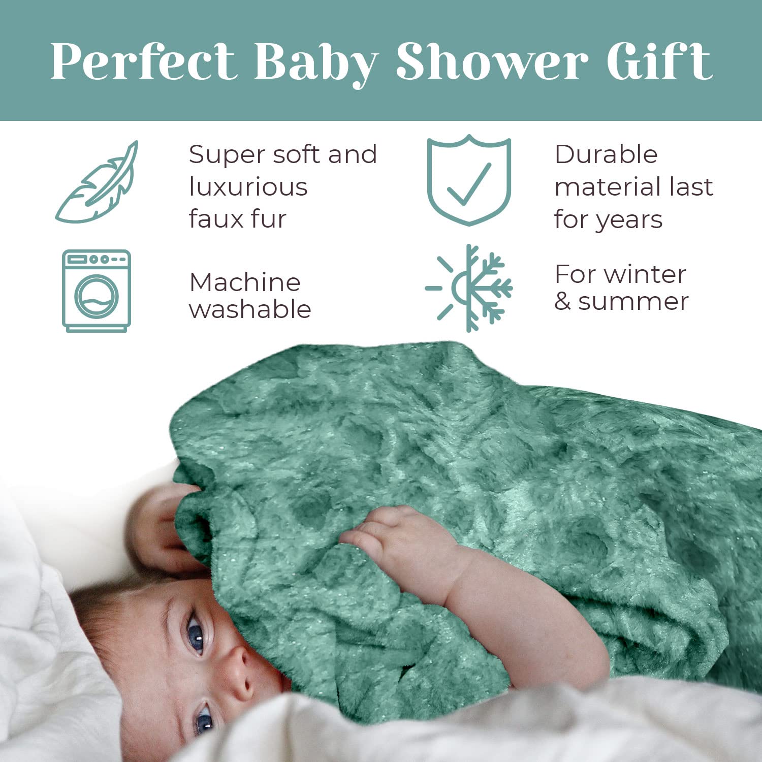 Personalized Baby Blanket - Luxury Faux Fur Receiving Blanket 27x40 Inches