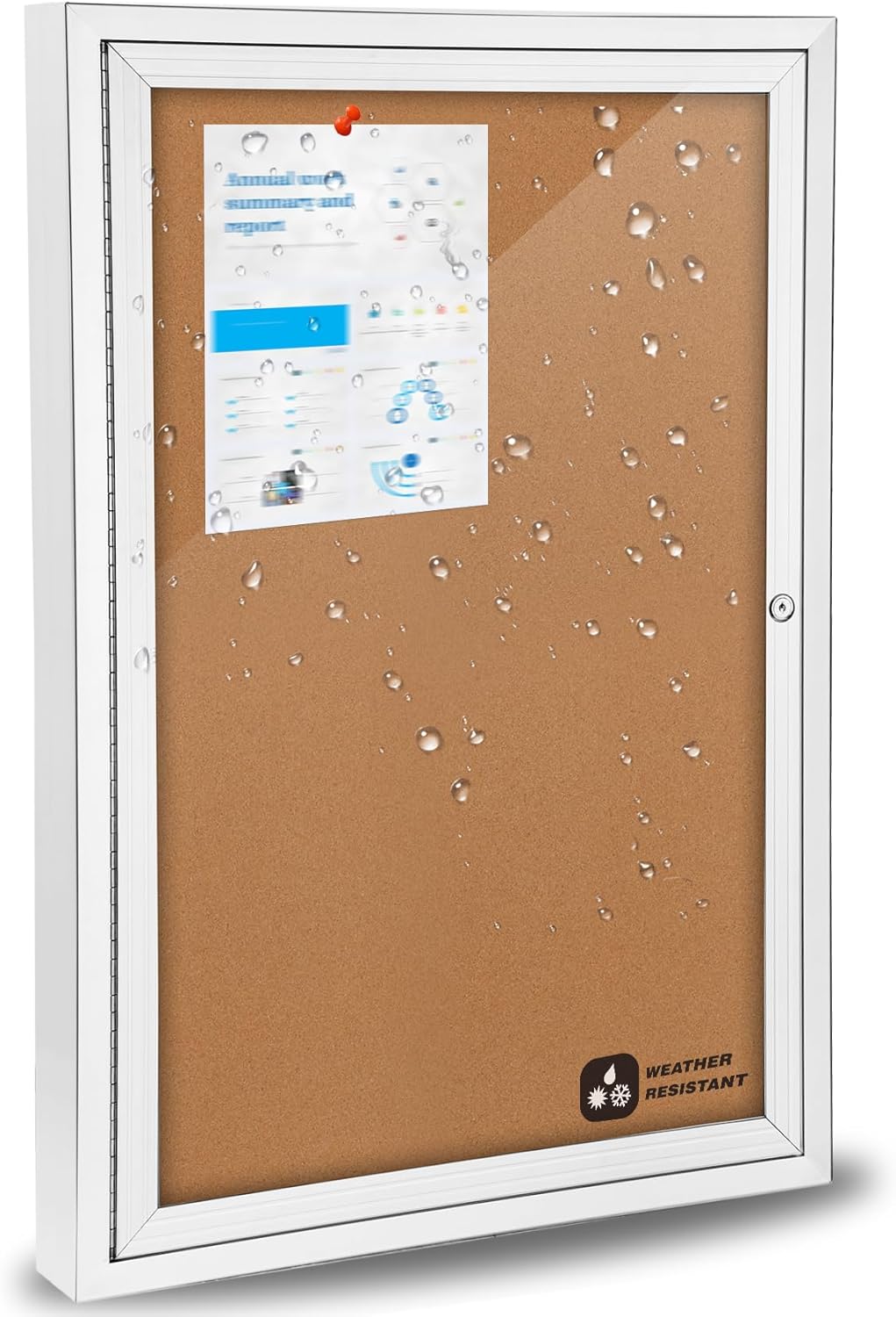 36"x24" Outdoor Enclosed Bulletin Board with Locking Door, Tamper-Proof Dispaly Case, Aluminium Frame, Outdoor Bulletin Board Weatherproof, Lockable Cork noticeboard for School,Office,etc