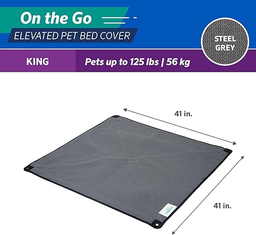 Miniatura 3 de Coolaroo On The Go - Funda de repuesto para cama elevada para perro, portátil para viajes y campamento, plegable para almacenamiento, King, gris