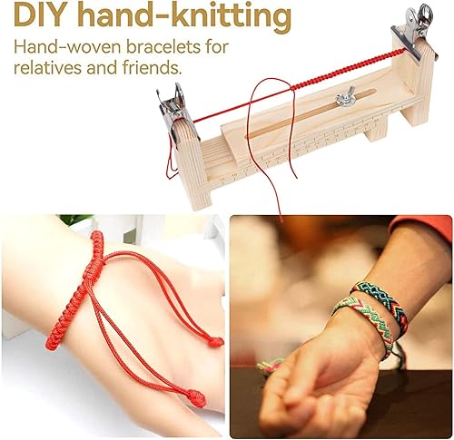 Miniatura 3 de Plantilla de pulsera de madera, cuerda de paracaídas ajustable, para manualidades, para hacer pulseras, collares, colgar en el automóvil