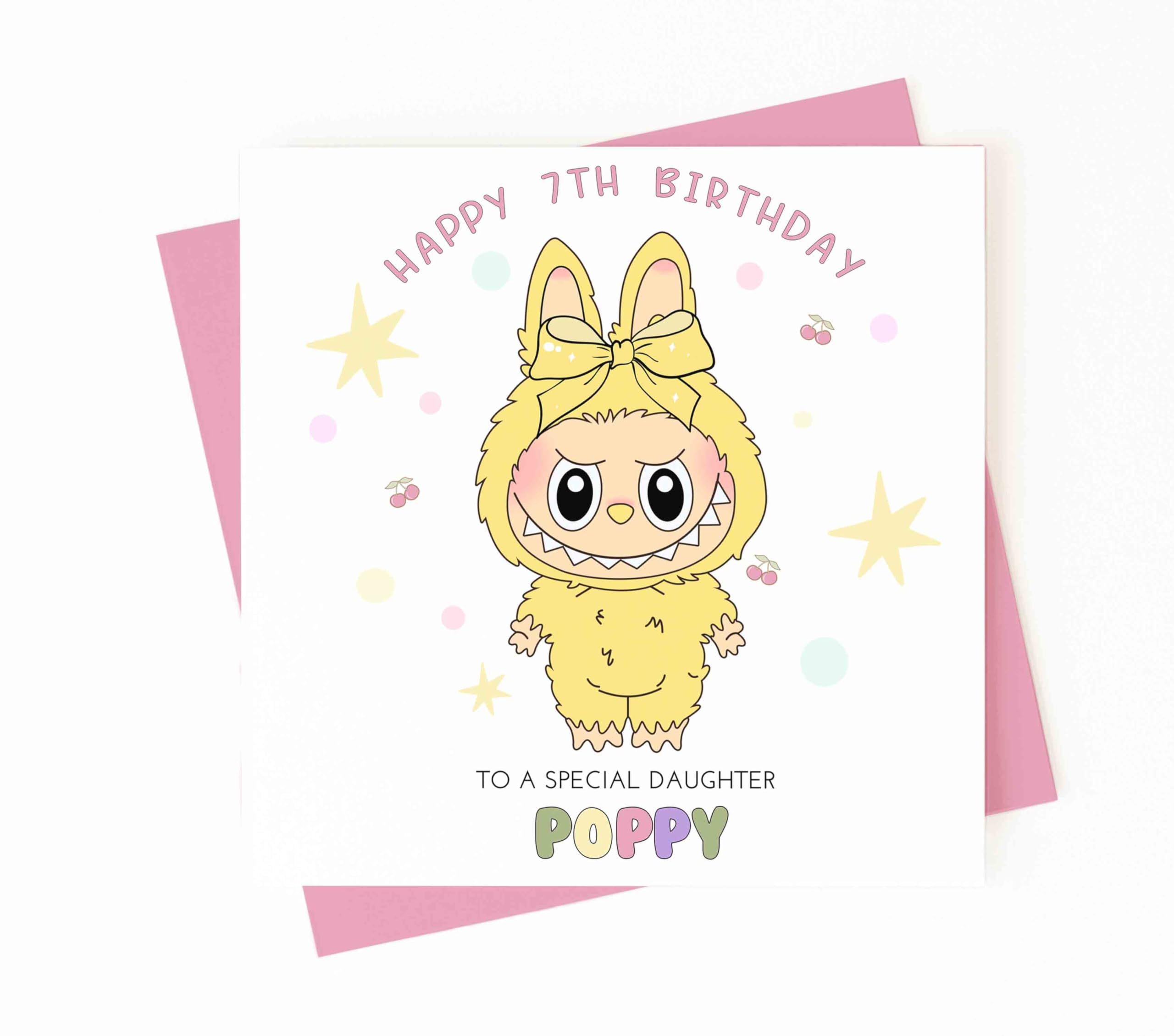 Girls Birthday Card -Personalised Birthday Gift. (Yellow)