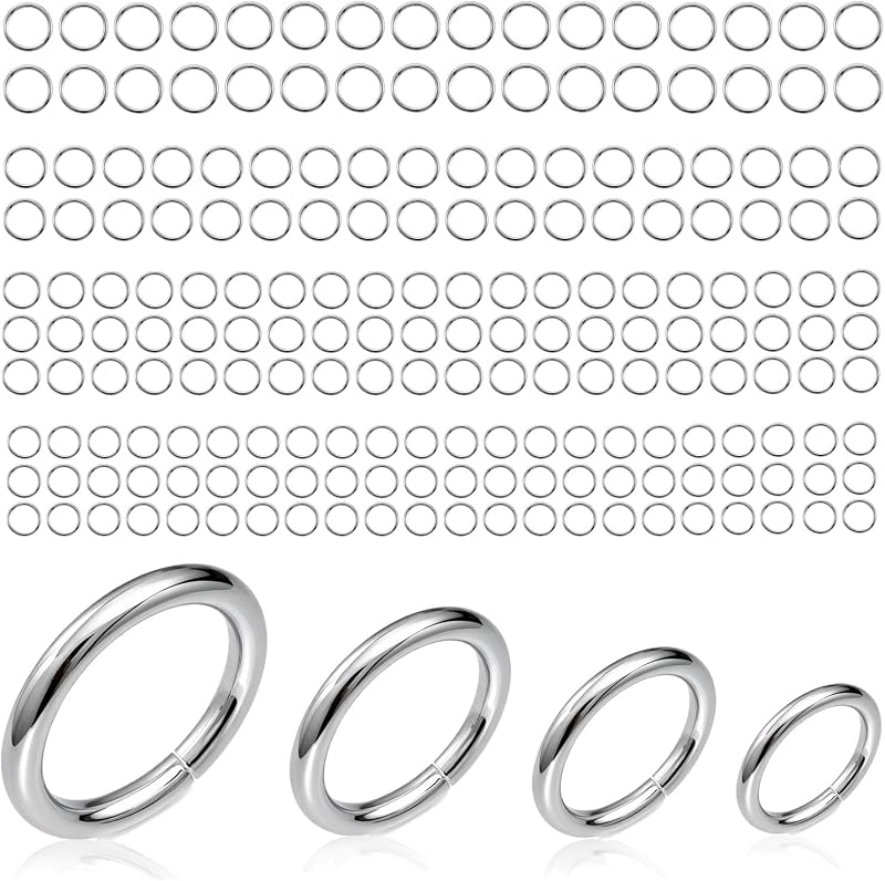 2000 piezas de anillos de acero inoxidable para fabricación de joyas (tamaño mixto) | 2000 piezas, 4 tamaños de 4 a 7 mm, grosor de calibre 20, plateado