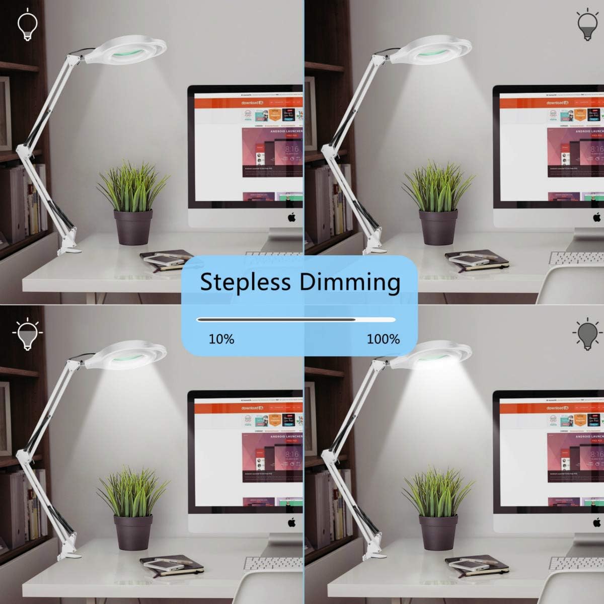 Exclusive Discount 50% Price Dimmable Magniyfing Floor Lamp with 4 Wheel Rolling Base for Estheticians - 2,200 Lumens LED Light with 5-Diopter Glass, Lighted Magnifier with Swing Arm for Reading, Craft, Sewing, Hobbies-2.25X