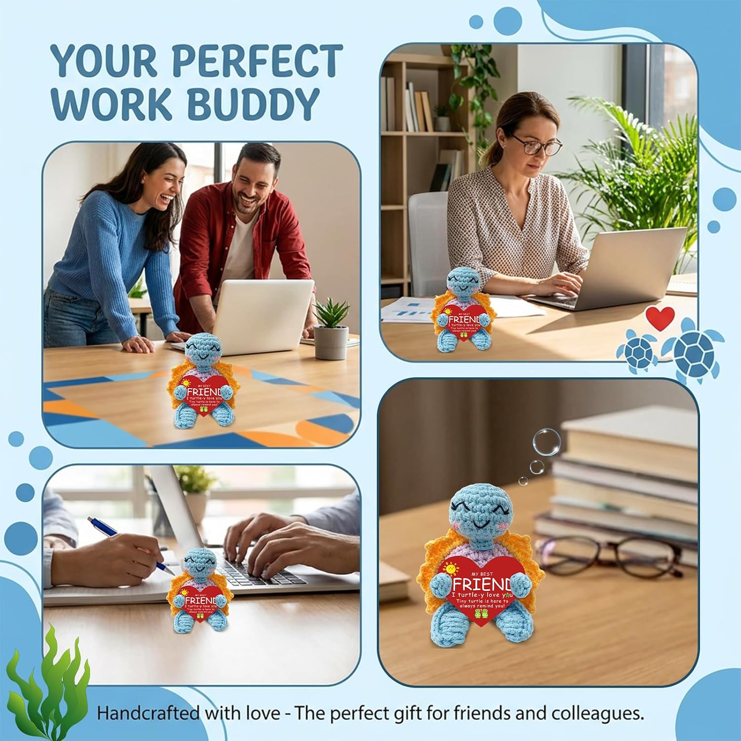 Crochet Turtle Ornament Friend Birthday Gift from Sisters Brother for Women Bestie Friend Gifts Long Distance Friendship Christmas Thankasgiving Emotional Decor 1pcs