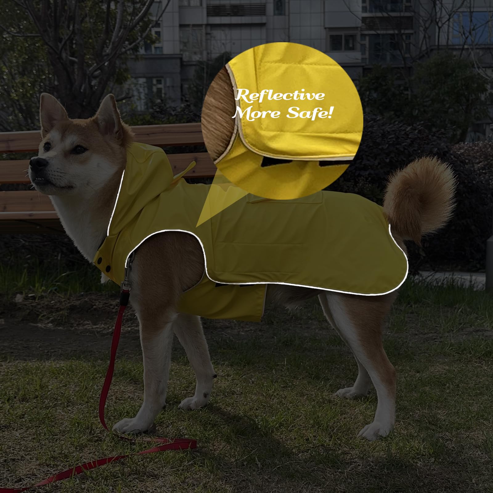 Manteau de Pluie pour Chien Non Rigide, Super Doux au Toucher, réfléchissant, réglable, Facile à Porter, Trou pour Laisse pour Chiens de S à XXXXXL (Jaune, M)