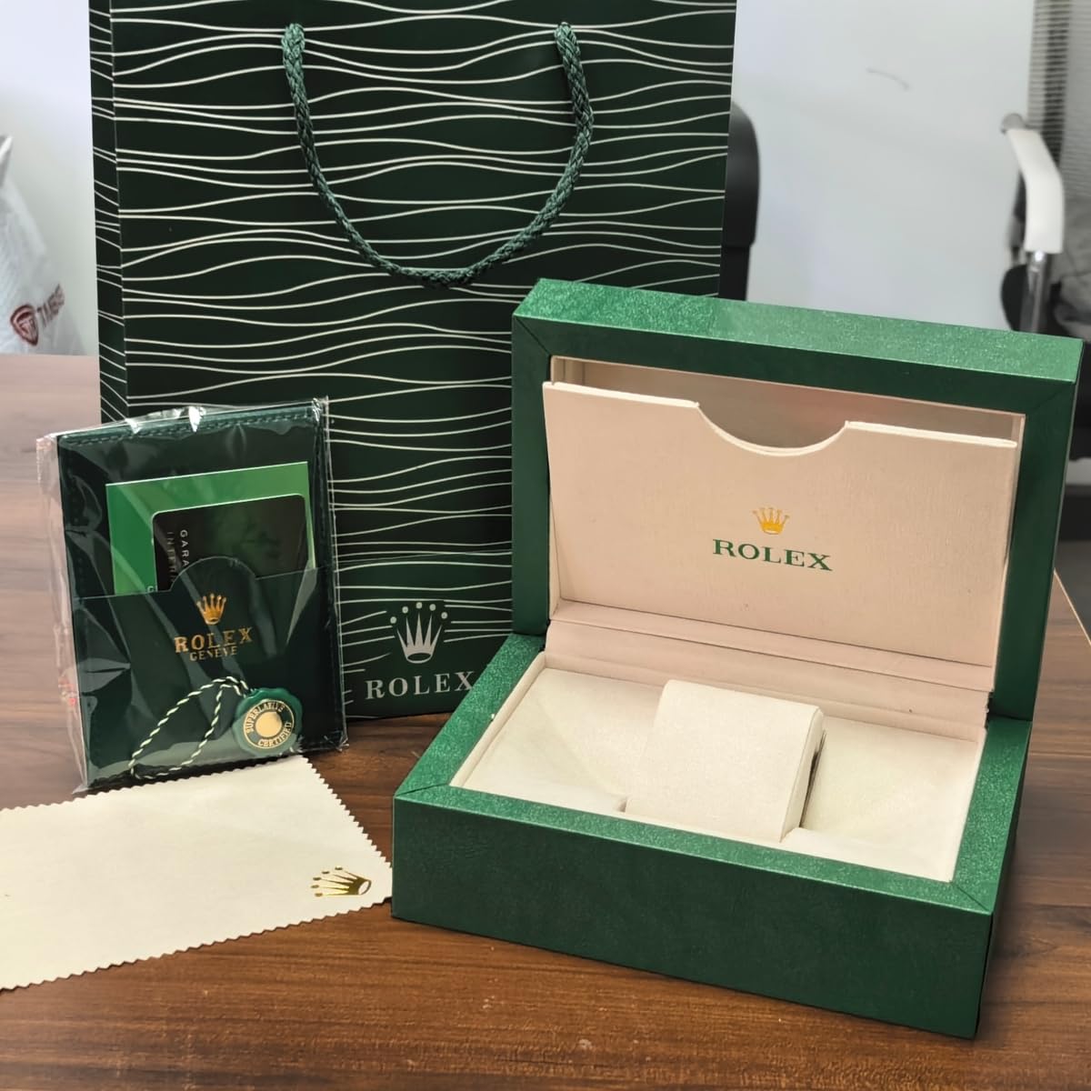 Uhrenbox Behälter Einzelkasten Grün Holz Aufbewahrung Schutz Organizer Display für Rolex Sky-Dweller