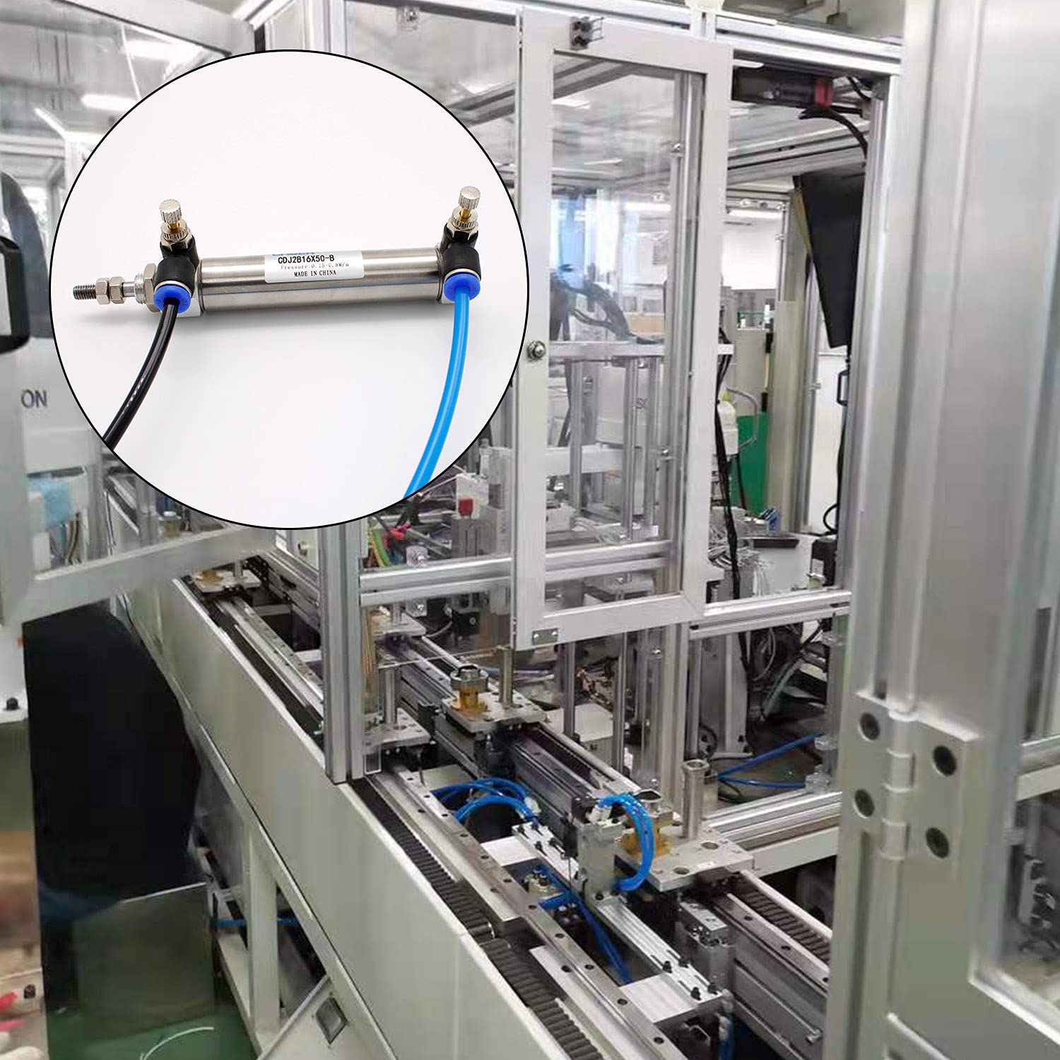 Cilindro Pneumatico Doppio Effetto - Corsa 50mm, Diametro 16mm, Con Valvola Di Controllo