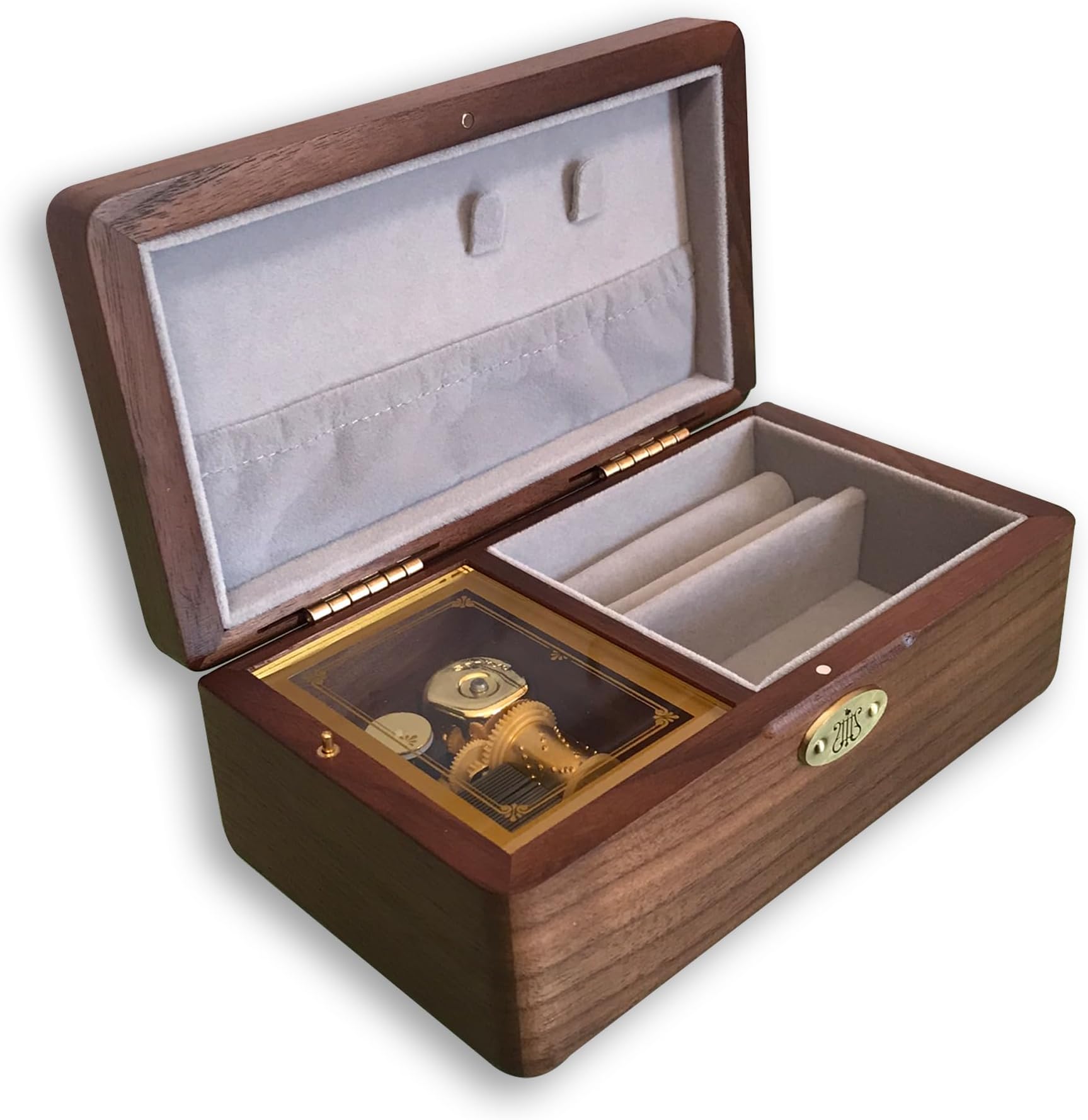 BinkeGG Play (Can't Help Falling in Love) Walnut Wind up Wooden Music Box Storage Bag Jewelry Box with Sankyo Musical Movement (65 Tunes Option)