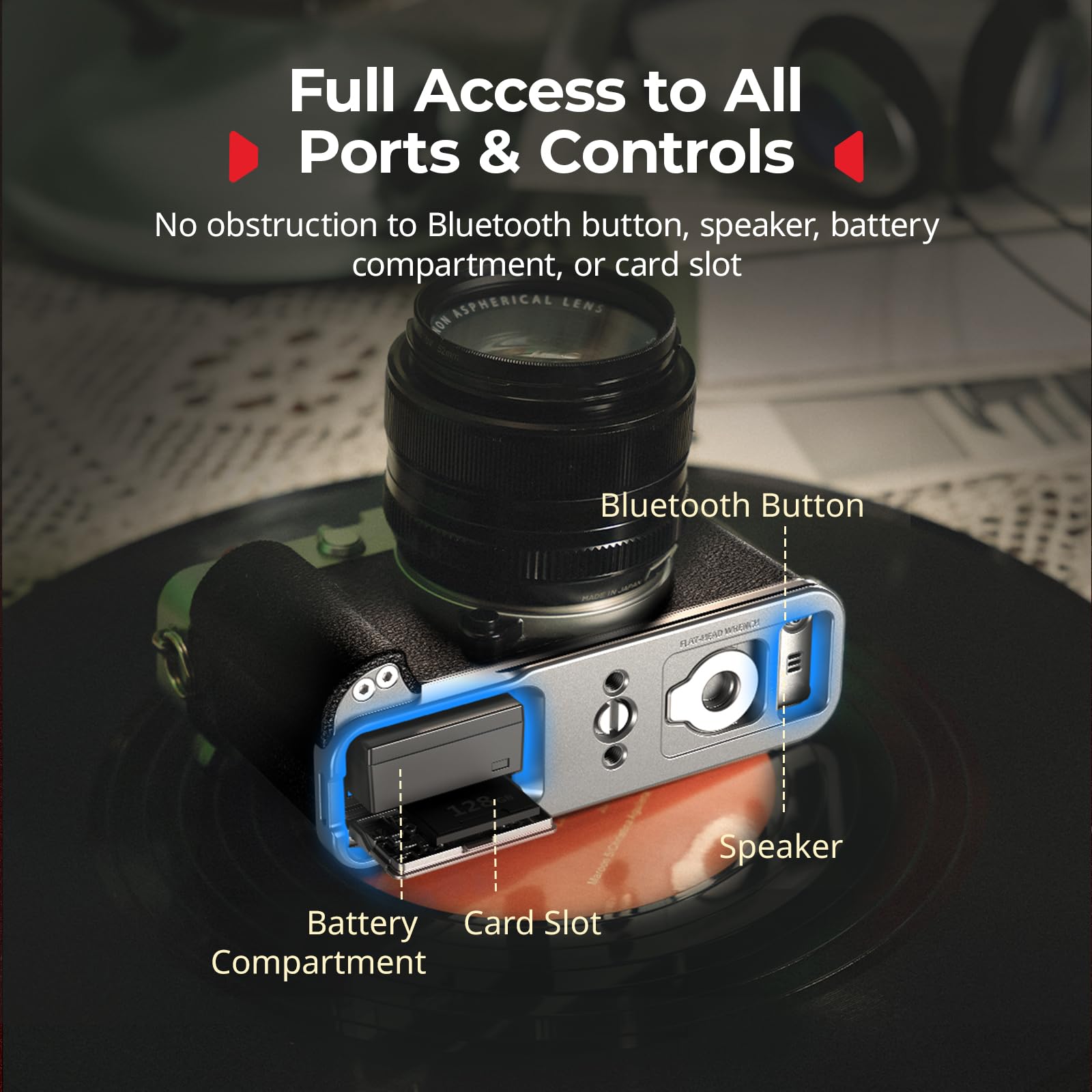 SMALLRIG X-E5 Poignée en L pour FUJIFILM, Plaque de Dégagement Rapide Intégrée pour Arca, Pas de vis 1/4"-20, Poignée Ergonomique Légère en Silicone, Bouton de Déclenchement (Argent) - 5447