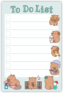 DAILY RITMO Capybara Sticky to Do List | Funny Kawaii Novelty Notebook Notepad Note Card | Capybaras Lover Gift | 50 Pages 4x6
