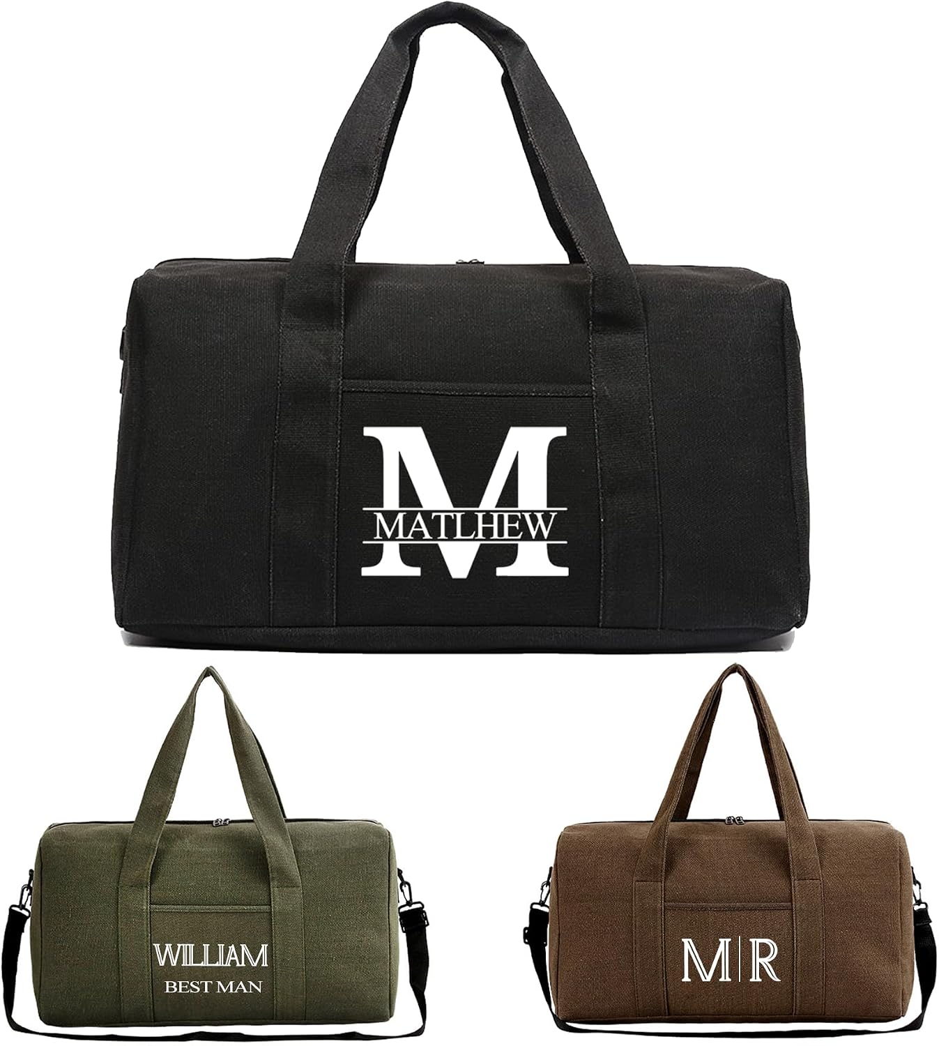 Personalized Duffel Bag Travel for men Canvas Bag with Custom Name Foldable Shoe Compartment for Sports Gym