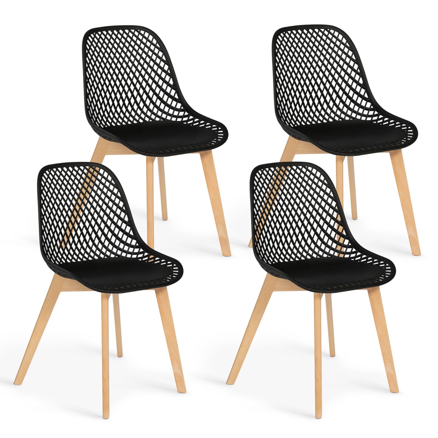 IDMarket - Lot de 4 chaises Mandy Noires pour Salle à Manger