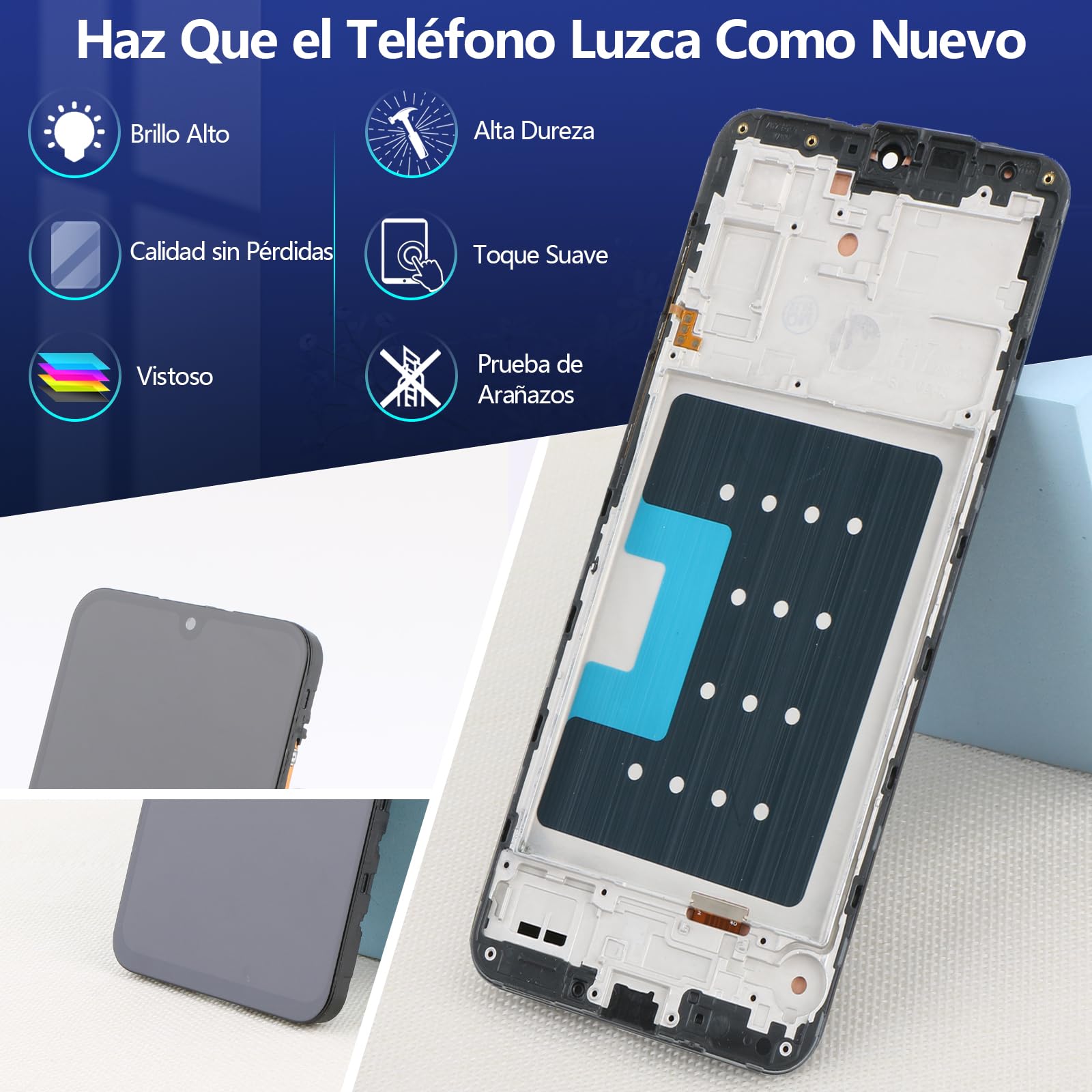 RongZy Pantalla para Samsung Galaxy A17 5G Táctil LCD para Samsung A17 5G/A176B/A176U de Repuesto Ensamblaje Digitalizador Reemplazo con Herramientas de Reparación (Negro, con Marco)