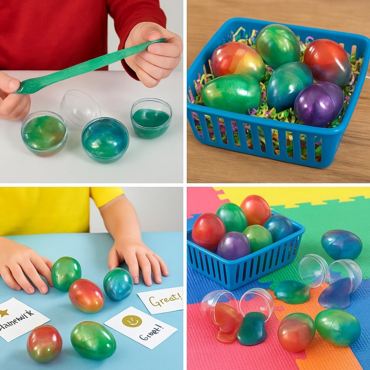 Rainbow Glitter Slime Filled Eggs (1 Dozen) Easter Egg Hunt Supplies, Birthday Party Favors & Prizes